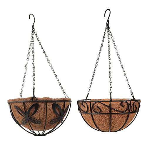 Sosoport 2 Pièces Panier De Plantes De Plein Usine Pendaison Planteur Corbeille Jardinière Suspendue Panier De Fleurs avec Doublure en Paniers De Fleurs Suspendus Le Fer