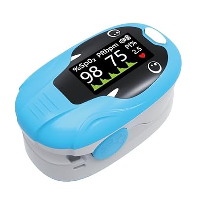 ESPOO Pulse Oximeter Fingertip, Spo2 Pulse Oximeter with Small Finger Clip, 20xMemory, Alarm & Brightness Adjustable(not for newborn/infant)