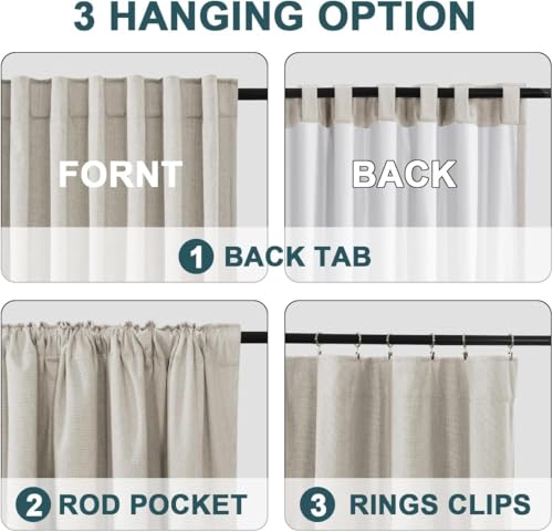 100% Black Out Curtains Blackout Curtains for Bedroom 63 Inch Long Chenille Curtains with White Coating Back Thermal Insulated Living Room Nursery Drapes, 42" W x 63" L, Natural(Not Solid) by Turquoize - Image 6