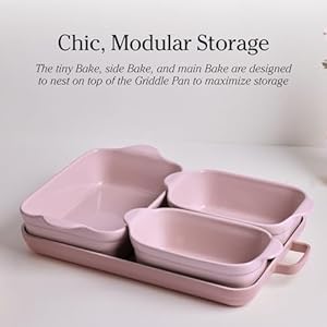 Our place bakeware set 5 piece nonstick toxin free ceramic cast aluminum set woven pan bakers oven mat space saving nesting design oven safe bake roast griddle and more blue salt  urban country home decor