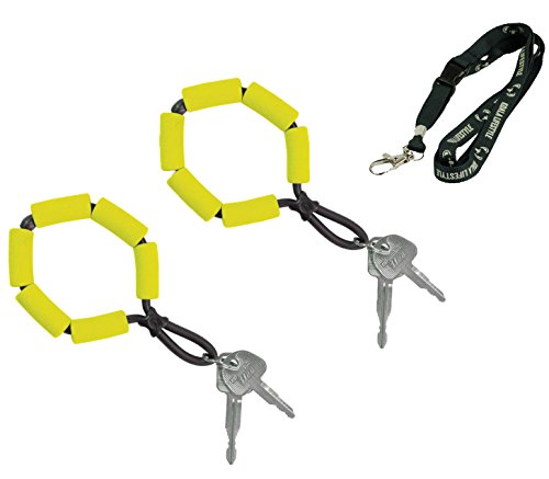 Chums Floating Neoprene Keyring Boat Keychain | Waterproof Marine Key Chain Float Buoy Boating Accessory | Floatable Foam Key Fob for Water Sports | 2pk Bundle + Lanyard, Yellow