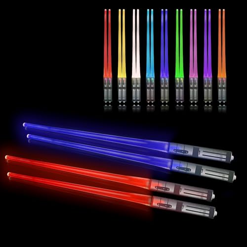 Palillos LED Lightsaber Chopsticks con 9 Modos de Color, SOARFLY ...