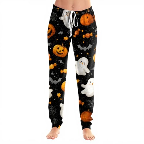 midelxp Halloween Pj Pants for Women Comfy Baggy Soft Jogger Pajama Bottoms — view 2