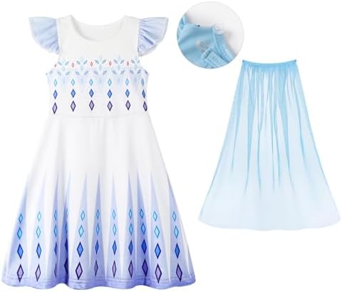 Princess Dress for Girls White Princess Halloween Cosplay with Cape 3-4t — view 3