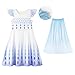 WonderBabe Little Girls Snow Princess Fancy Dress Queen Costume Princess Dresses Fancy Dress Up Clothes for Halloween Cosplay size 5-6t