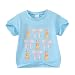 Little Girl Easter Outfit Cute Bunny Tee Shirt Top Short Sleeve Clothes 2-7 Years Blue