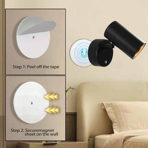 Lámparas de pared con control táctil y mando giratorio de interior negro 6