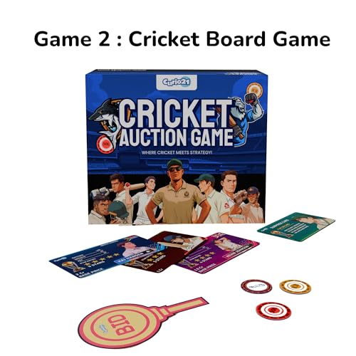 Image of Cricket Games Combo (2-in-1) for Kids, Teens, Adults & Families | Hit & Wicket + Auction Game | Fun Gift for Boys & Girls | 2-4 Players