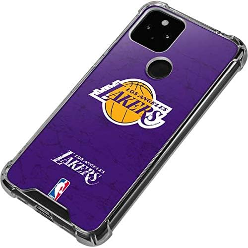 Skinit Clear Phone Case Compatible with Google Pixel 5 - Officially Licensed NBA Los Angeles Lakers Purple Primary Logo Design