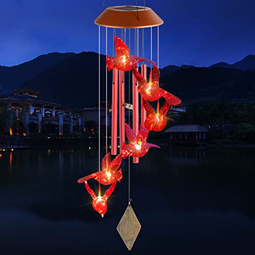 Cardinal Wind Chime Dad Garden Light Garden Gift Solar Cardinal Gift Memorial Wind Chimes For Grandma Solar Cardinal Lights​ Women Birthday Gift Mothday Day For Mom From Daughter #TOP1