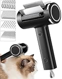 WOWOOF PET 4-in-1 Cat Brush for Shedding, Undercoat Dog Grooming Rake for Deshedding Dematting, Hair Removal Comb Brush for Long & Short Haired Indoor Pets