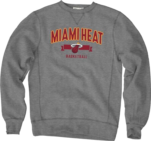 Miami Heat NBA Officially Licensed Crewneck Sweatshirt Sanded Fleece Gray, X-Large
