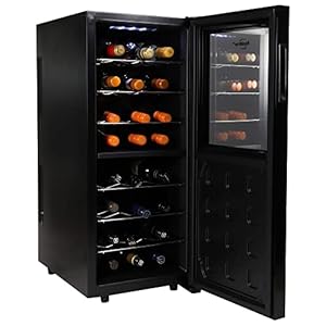 Koolatron 24 Bottle Wine Cooler Black Compressor Wine Fridge | 2.4 cu ft (68 L) Freestanding Wine Cellar | Red White & Sparkling Wine Storage | UV-Blocking Glass | Home Bar Kitchen Apartment Condo