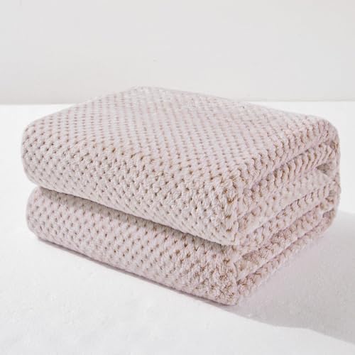 Exclusivo Mezcla Soft Waffle Fleece Bed Blanket King Size, Heather Tan
