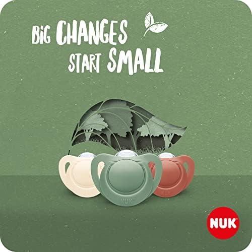 NUK for Nature Baby Dummy | 0-6 Months | Sustainable Silicone Soothers | Made from 100% Natural Raw Materials | Cream | 2 Count
