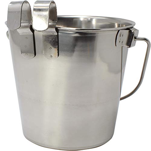 Bonka Bird Toys 800107 2 Quart Stainless Steel Flat Sided Hook Pail Feed Food Water Liquid Parrot #TOP1