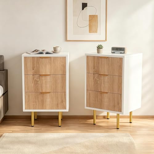 UTTQEW Set de 2 cómodas de ratán con 3