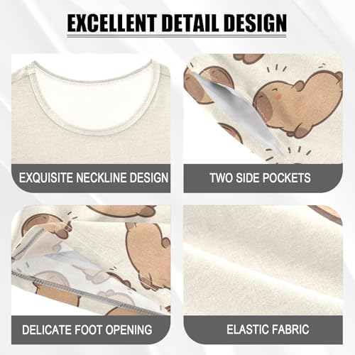 senya Wakes Up Cute Capybara Summer Pajamas Set Short Cotton Sleepwear 2 Piece4