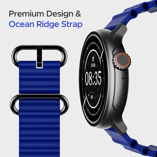 Image of boAt Lunar Tigon Smart Watch w / 1.45 inch (3.6 cm) AMOLED Display, Advanced BT Calling, Always on Display, Functional Crown, Premium Design & Ocean Ridge Strap,IP67,HR & SpO2 Monitoring(Deep Blue)