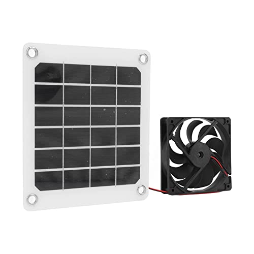 Solar Powered Fan, 10W 5V Solar Panel Fan Kit Solar Air Conditioner Greenhouse Accessories with Solar Panel, Fan, 4 Suction Cup and 2 Hook for regulating temperatures in Various