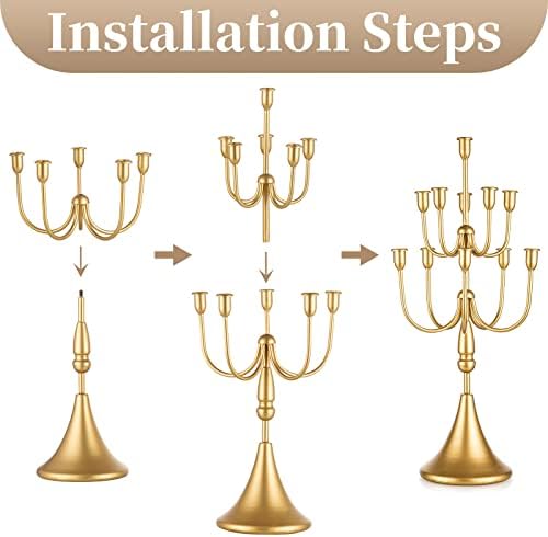 Sziqiqi 67cm Tall Candelabra Candlestick Holder for Taper Candles - 11-Arms Candle Holders Centerpiece for Wedding Table Metal Floor Candle Stand Flower Centerpieces for Christmas Party Event, 1Pcs