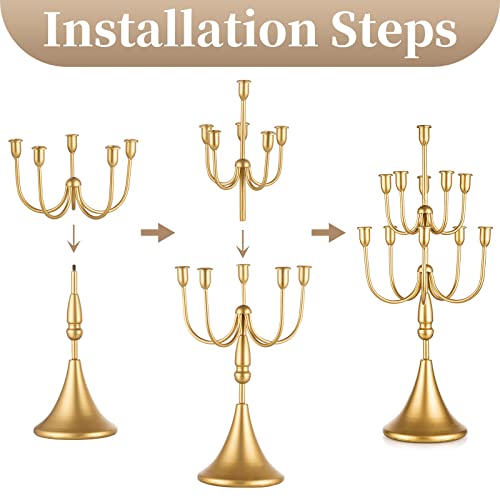 Sziqiqi 27Inch Candelabra Gold Wedding Centerpieces For Tables - Tall Candle Holders For Candlesticks Floral Centerpiece Stand For Events Party Ceremony Aisle Reception #TOP5