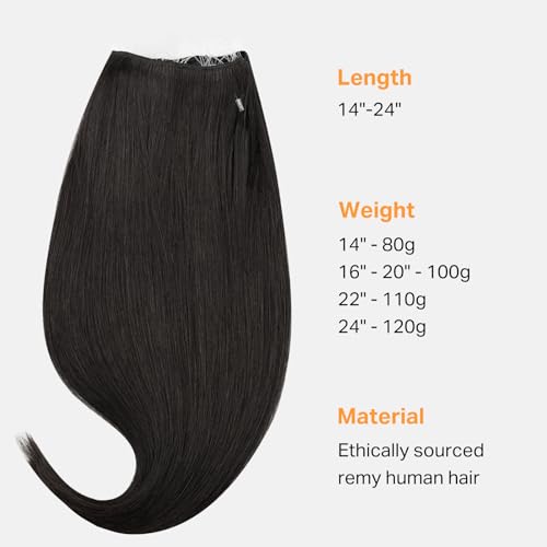Image of DOORES 18 Inch Beaded Weft Hair Extensions Real Human Hair, Dark Brown 100g Micro Beaded Virgin Hair Weft Extensions