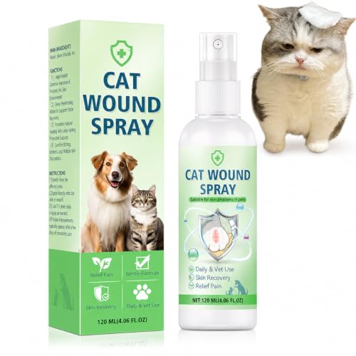 Nozerix Cat Wound Spray, Wound Care for Cats, Pet Wound Care Formula for Scratching Irritation Bites Burns Redness, Supports Skin Comfort and Recovery for Kittens, Adult Cats, Pets, 120ml