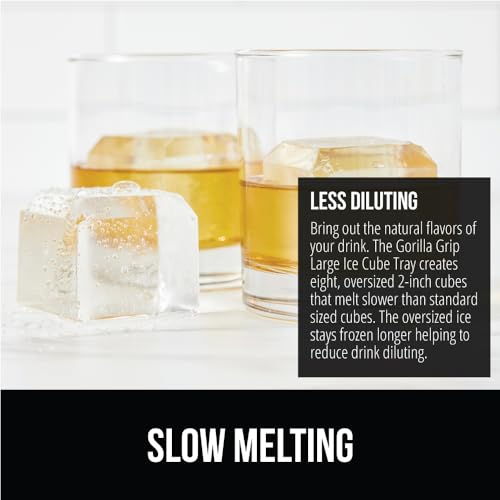 GORILLA GRIP Slow Melting Large Silicone Ice Cube Tray for Freezer, Easy to Push 8 Giant Square Cubes, Use for Cocktails Iced Coffee Water Bottle, Frozen Puree, Kitchen Bar Essentials, 1 Pack, Mint GORILLA GRIP Slow Melting Large Silicone Ice Cube Tray for Freezer, Easy to Push 8 Giant Square Cubes, Use for Cocktails Iced Coffee Water Bottle, Frozen Puree, Kitchen Bar Essentials, 1 Pack, Mint - Image 3