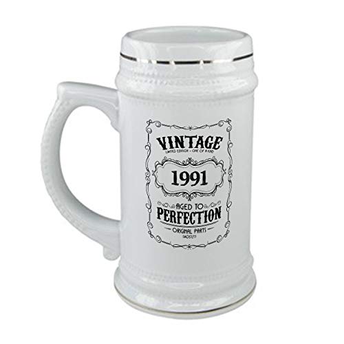 Boccale da birra Compleanno - vintage limited edition 1991 - age of perfection - in ceramica - capienza 50 cl - idea regalo
