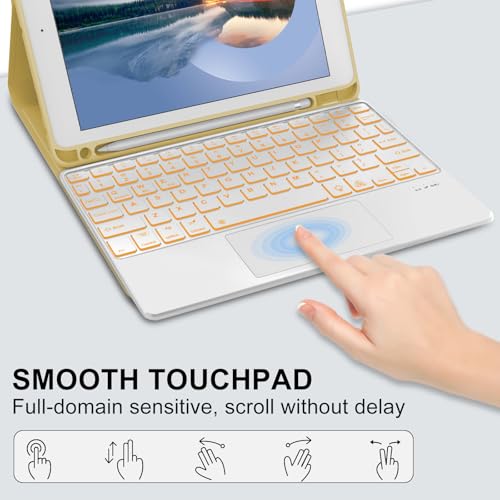 for iPad 9th Generation Case with Keyboard 10.2 Inch - Multi-touch Trackpad, Wireless Bluetooth Detachable Keyboard case for iPad 8th Gen/7th Gen/iPad Pro 10.5"/iPad Air 3rd Gen, Yellow-Backlit by IVEOPPE - Image 8