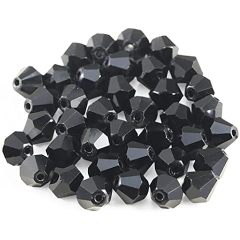 Weebee Bicone Crystal Beads Faceted Bicone Glass Beads Loose Spacers Beads Bulk for DIY Craft Bracelet Necklace Earring Jewelry Making 100Pcs (Black 8MM) Cover