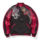 Men's Japanese Sukajan Souvenir Reversible Jacket Autumn Chinese Dragon Embroidered Baseball Jacket Loose Coat