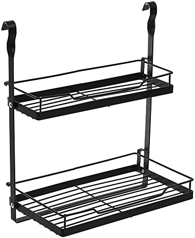 LIVIVO Hanging Storage Dish Rack with Drain for Kitchen Rail Saucepan Shelf Tray Plates Bowl Tumbler Glasses Utensil Cutlery Knives Pots Paper Towel (Dish Rack, Black)