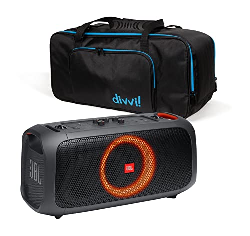 JBL PartyBox On-The-Go Portable Bluetooth Speaker Bundle with divvi! Protective Transport Bag