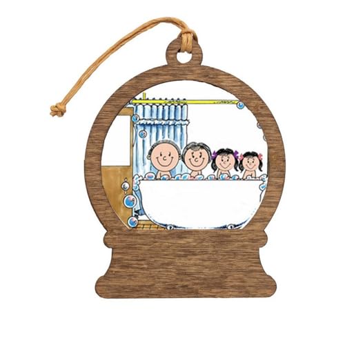 PrintedPerfection.com Personalized Tub Time, Two Girls Wooden Snow Globe Shaped Christmas Ornament