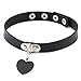 AKOAK Fashion Cool Rock Style Steampunk Punk Goth Heart-Shape Pendant Link PU Leather Collar Choker Necklace(Black)