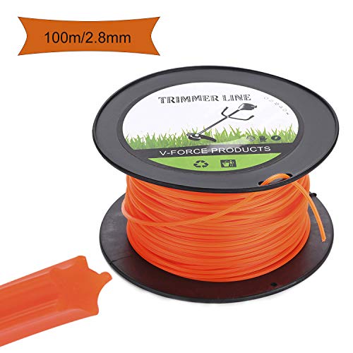 Trimmer Line 2.8mm/100m Replacement Trimmer Line for Weed Lawn Grass Yard or Garden Orange Star