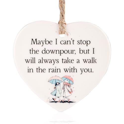 Adorno de Mejor Amiga, Cerámica Blanca Regalo de Aliento Forma de Corazón Abrazo de Bolsillo Regalo para Tiempos Difíciles Regalo de Simpatía Apoyo Amistad Recuerdo