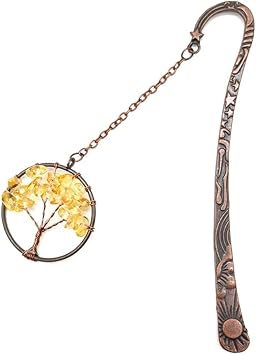 Metal Bookmark Topaz Crystal Tree of Life Tumbled Stones Bookmark