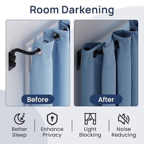 Image of ENJOYBASICS 30-144 inch Wrap Around Curtain Rod, Quick Curtain Change, Black | Blackout Curtain Rod, Maximum Block Light for Sleep, Flexibly Adjustable Length to Fit Any Room, No Sagging, Easy to Install