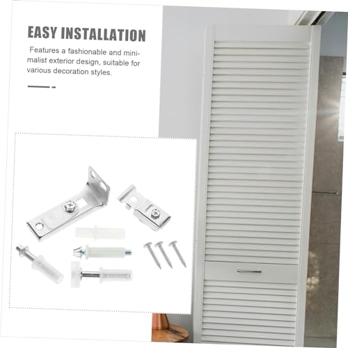 Kit de Herrajes para Puertas Plegables con Guía de Riel de Puerta Corredera | Aleación de Aluminio, Acabado Plateado, Operación Suave, para Oficinas y Centros Comerciales, Set de 9 Piezas miniatura 4
