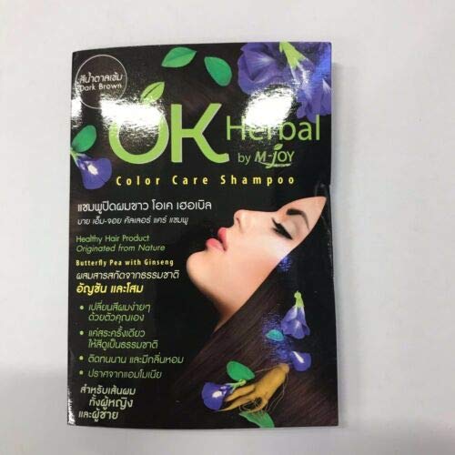 GSG 12X Hair Color Change with Herbs OK Herbal Color Care Shampoo Dark Brown 30ml