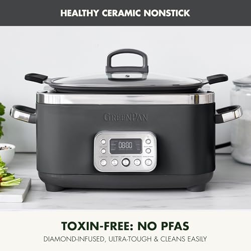 image for GreenPan Elite 14-in-1 Nonstick 6QT Electric Slow Cooker, PFAS-Free Ce