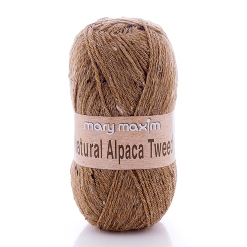 Mary Maxim Alpaca Yarn, Soft, Warm Tweed Yarn for Crocheting and Knitting, Medium Worsted Weight 4, Ideal for Scarves, Sweaters Afghans and Blankets, 262 Yards, Sand Dune
