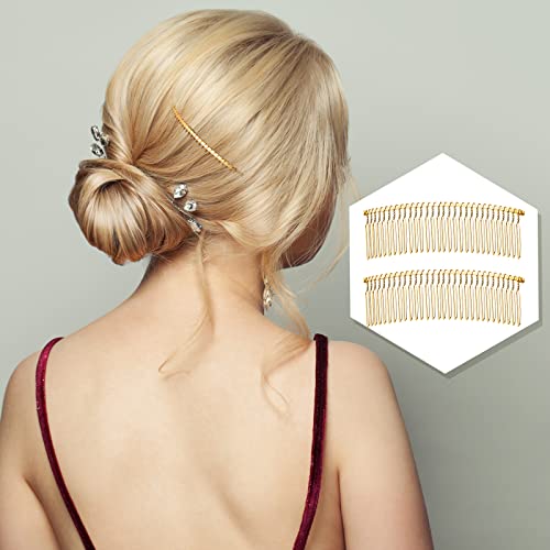 5 Pieces Hair Clip Combs Metal Wire Hair Combs Wire Twist Bridal Wedding Veil Combs (Golden,30 Teeth) #TOP1
