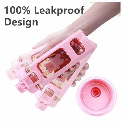 Image of Kawaii Water Bottle for Girls with Straw & Movable Handle | Cute Plastic Bottle with 2D & 3D Stickers | Stylish School & Travel Bottle for Kids (750 ml)