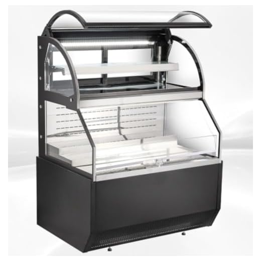 Commercial Refrigerator Open Air Double Deck Curved Top Glass Display Merchandiser 47" Width Black Coffee Shop NSF Showcase Cooler CB-1200-2