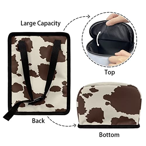 Image of Brown Cow Car Trash Can with Lid Collapsible Reusable Waterproof Car Garage Bag, Cow Print Automotive Garbage Can, Car Accessories Interior Car Organizer with Adjustable Straps