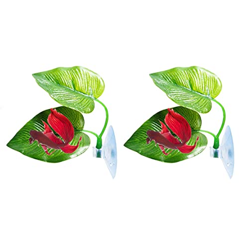 staol Betta Fish Hammock Plastic Betta Leaf Pad Toy Aquarium Accessories for Playing Hideout and Fish for Tank Decorati Betta Leaf Pad, Double outfit